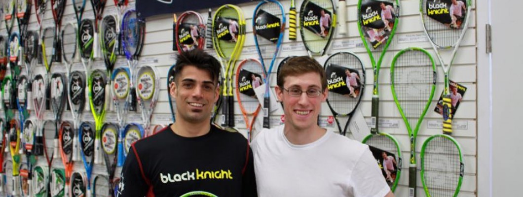 Shawn Delierre visiting the Racquet Guys